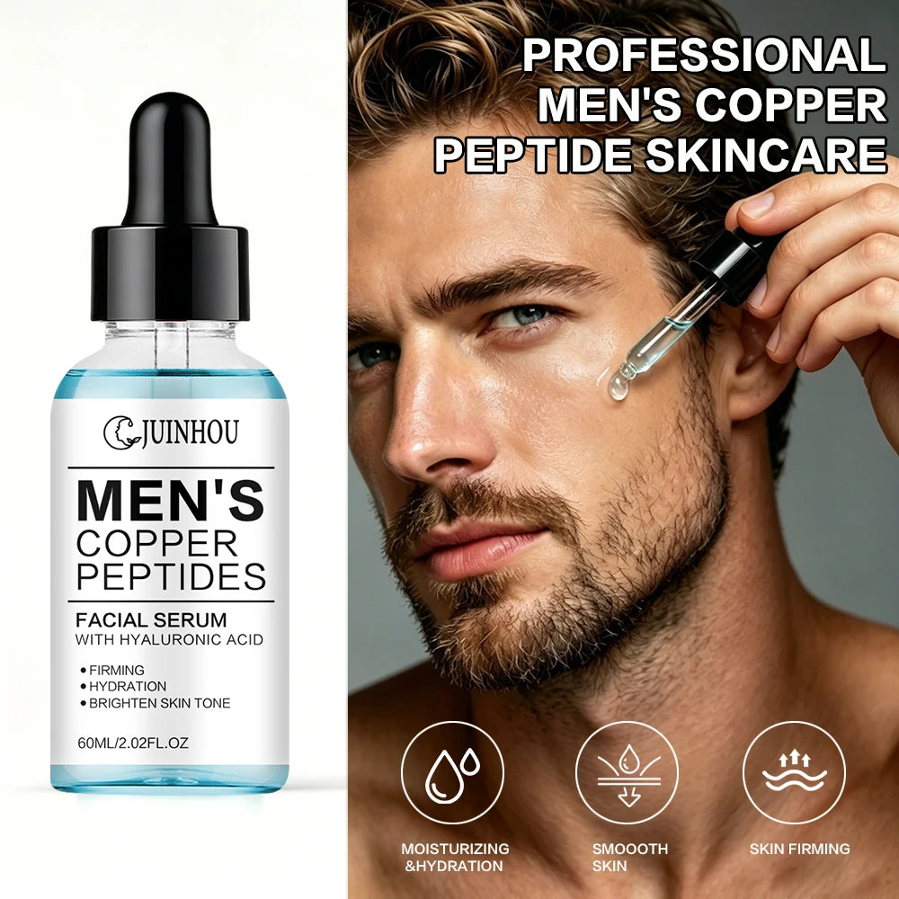JUINHOU Men Face Serum&Cream Kit Copper Peptide Hyaluronic Acid Hydrating Firming Soothe Rough Skin Revitalize Dull Skin Man Day