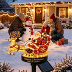 Solar Santa Claus Reindeer Sleigh Yard Stake Light Christmas Outdoor Garden Stake Light Ornament Festive Holiday Decoration