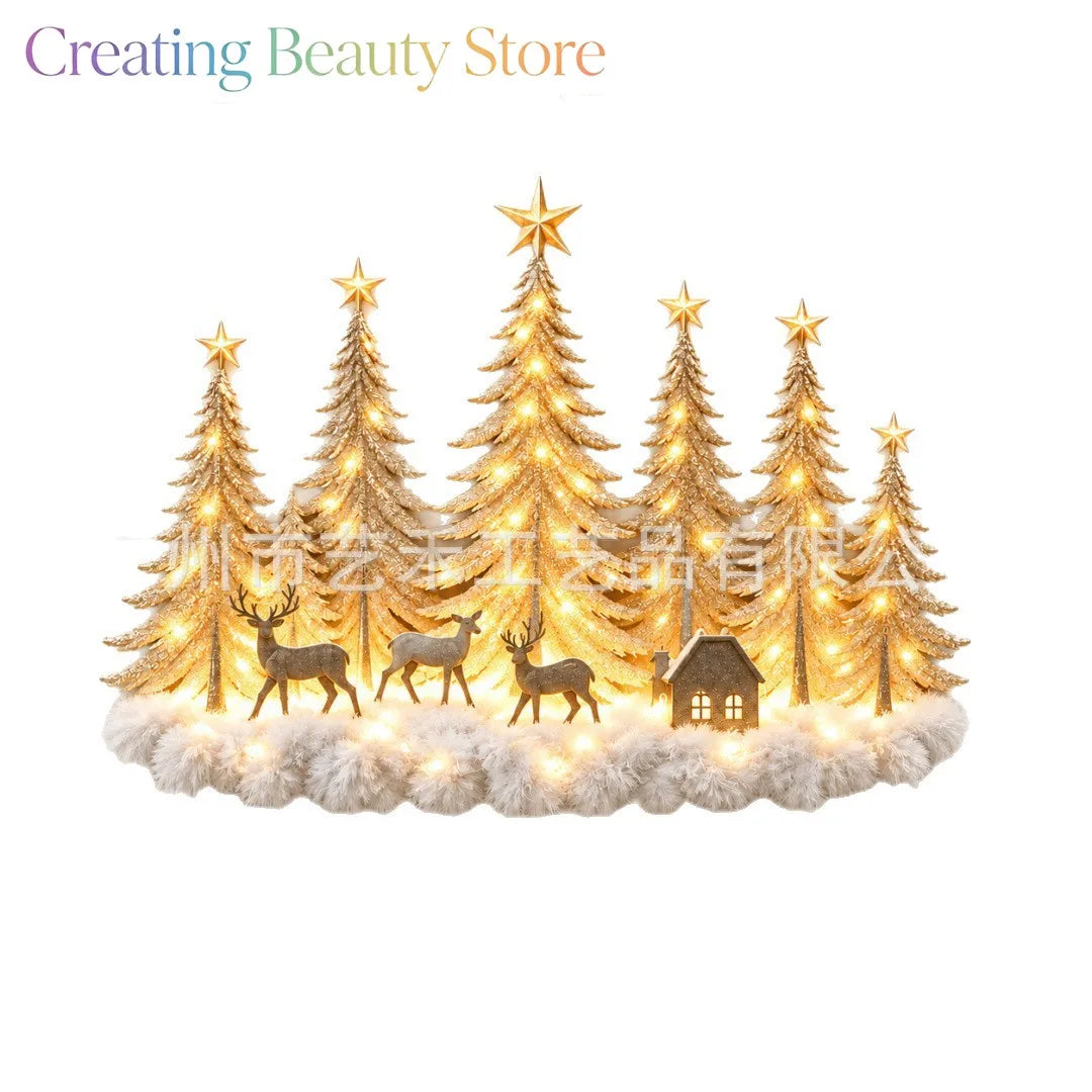 Deer Forest Lighted Christmas Forest Wall Decor Luminous Christmas Forest Wall Decoration