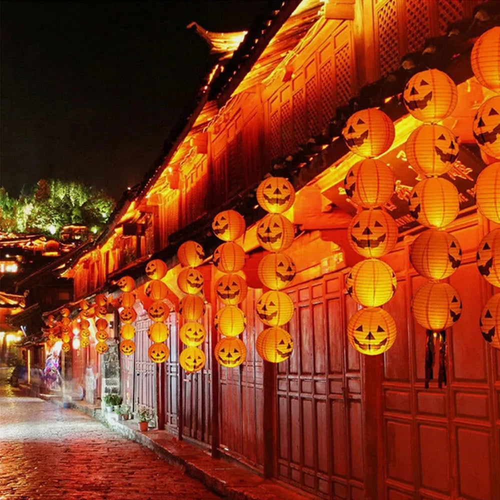 Halloween Pumpkin Lantern Jack O Hanging Paper Lanterns With Lights for Halloween