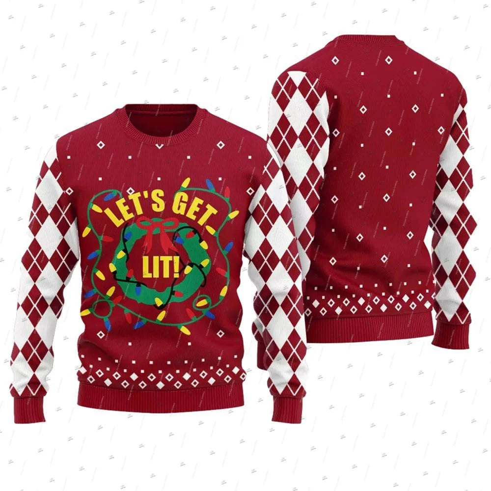 Santa & Skull Print Christmas Jumper