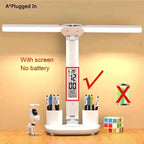 Rechargeable Led Table Lamp for Study Desk Lamp Reading Light Led Night Light with Fan Led Clock Dispaly Reading Desk Light