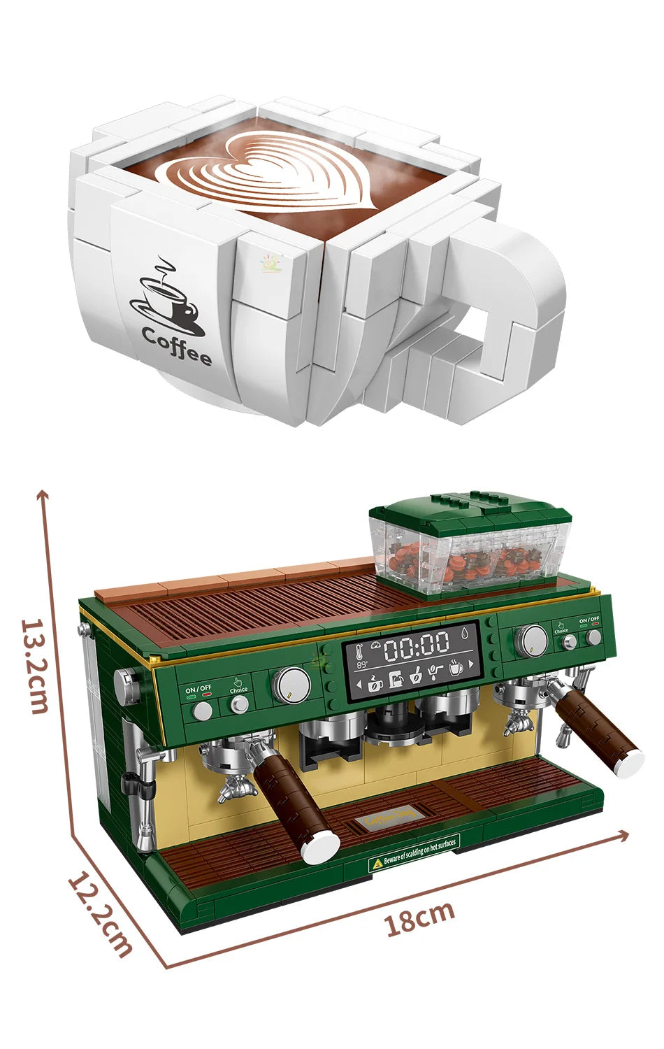 HUIQIBAO 928PCS MOC Coffee Machine Model Micro Building Blocks Mini Diamond City Friend Bricks Set Children Toys Kids Girl Game