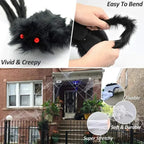 Giant Plush Halloween Spider Decoration – 30–200cm