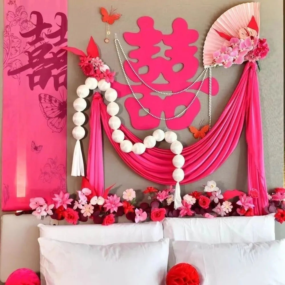 Foam Ball Garland Wedding Cloth Ball String Handmade Ornament Smooth Decoration Wedding Room Decoration