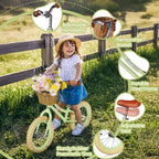 14 Inch Kids Balance Bike, Lightweight Height-adjustable Push Bike with Removable Basket and Rubber Air Tires