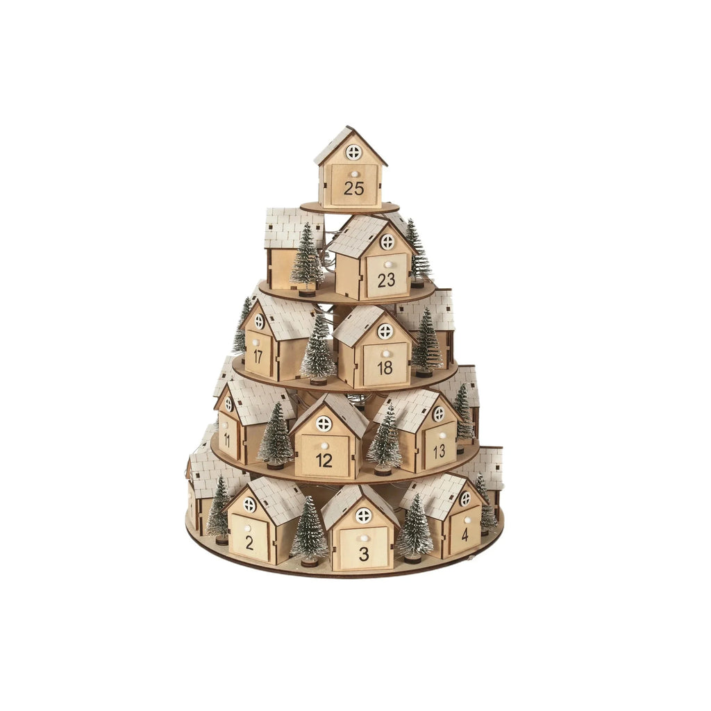 Wooden Christmas Advent Calendar 24, Days House Shape Countdown Ornament, Xmas Tree Decoration Gift For, Kids Home Party Decor