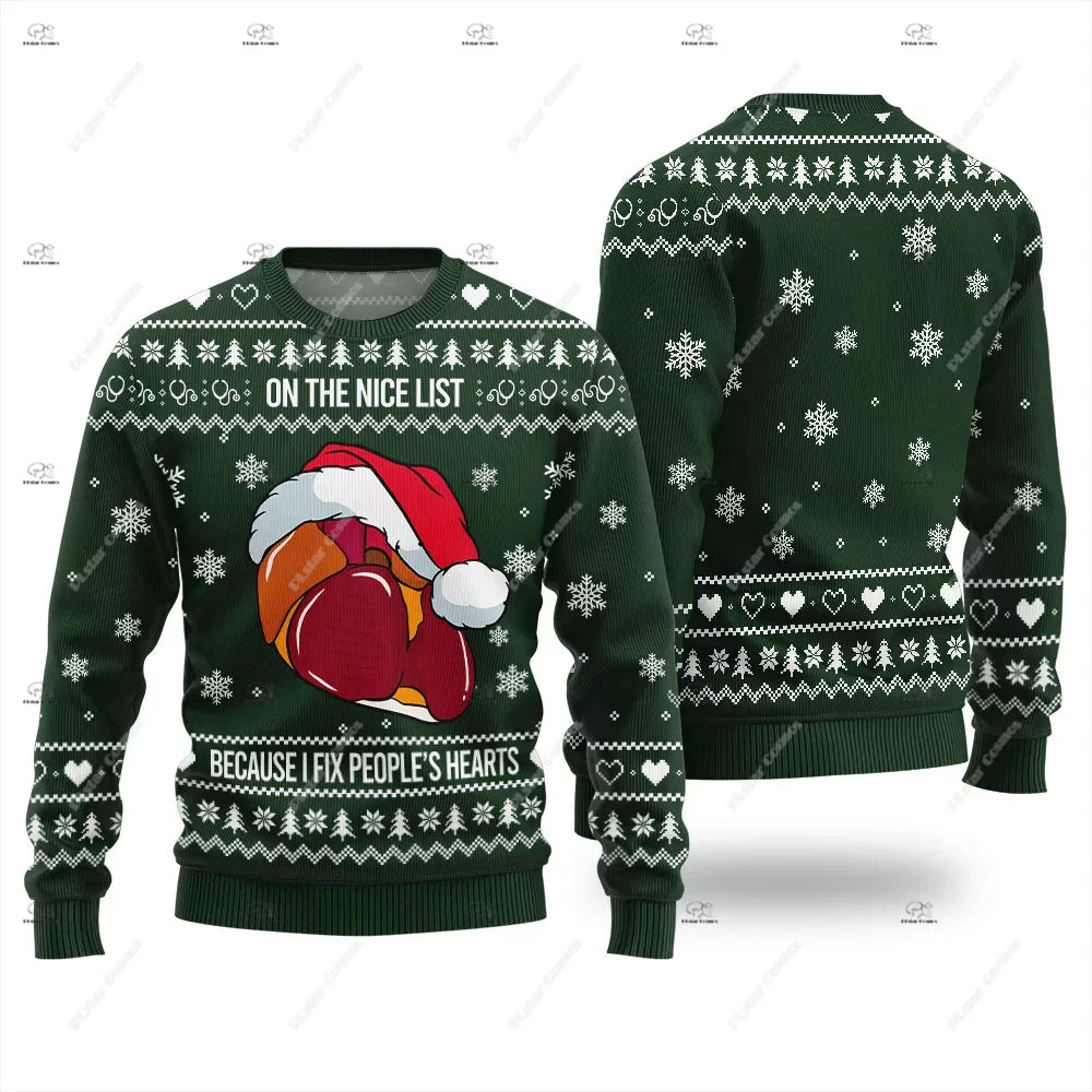 Santa Cat Print Christmas Jumper