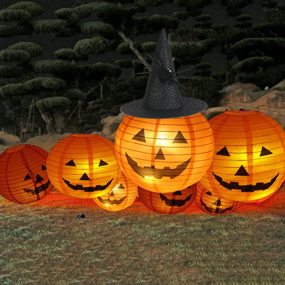 Halloween Pumpkin Lantern Jack O Hanging Paper Lanterns With Lights for Halloween