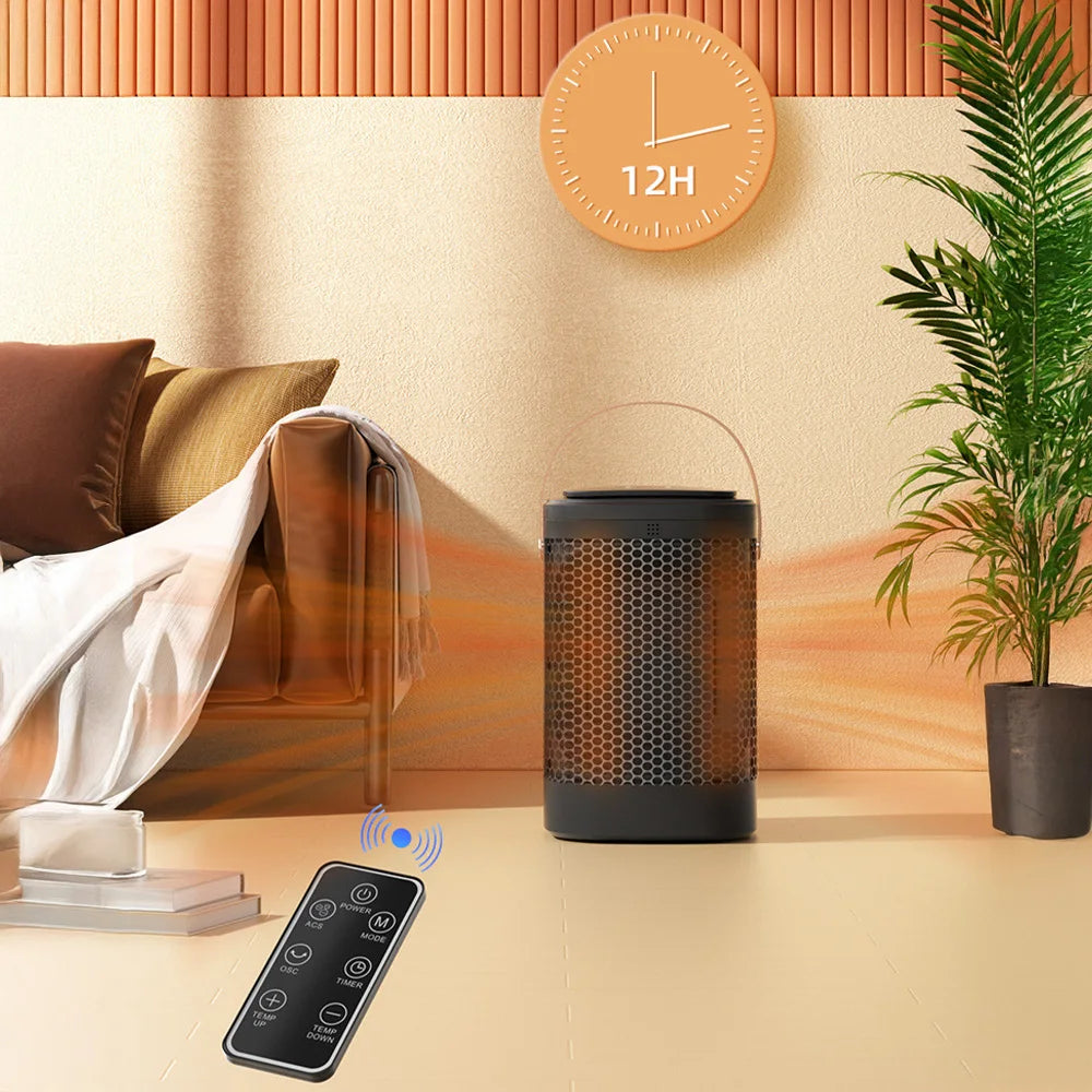 Portable Touch Screen Remote Control Cooling Heating Fan 1400W, 3 Wind Speeds 8H+ Timer Oscillating Space Heater for Home Bedroom Office