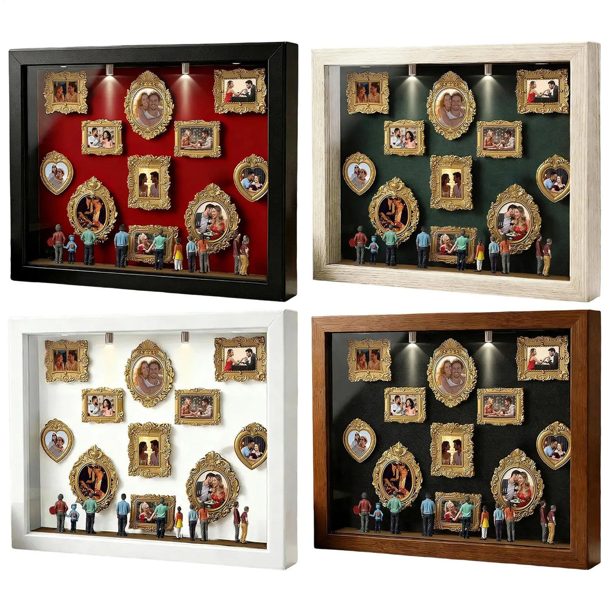 Memory Photo Display Case with  11 Pieces Miniature Photo Frame with 8 Figurines .