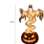 Swirling Ghost Pumpkin Yard Lamp, Lighted Spooky Ghost Ghost Pumpkin Decor