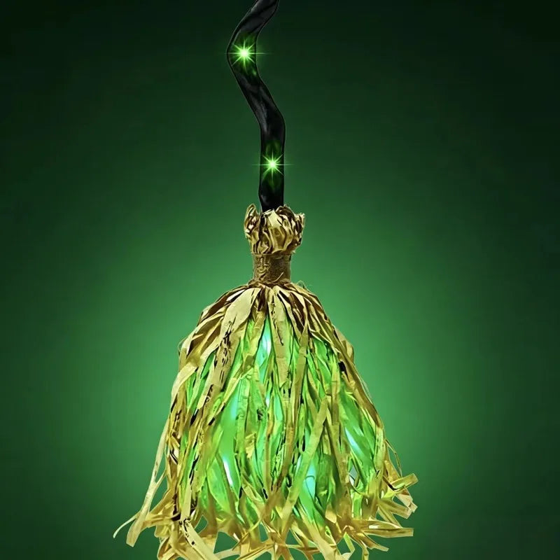 Glowing Witch Broom with Sound and Self Jumping Action for Halloween  party