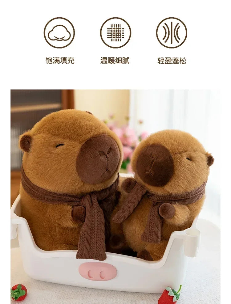 25-30CM Hot Plush Stuffed Doll Cute Scarf Pufferfish Plush Kawaii Animal Toy Children's Birthday Gift Capybara Doll Kids Toys