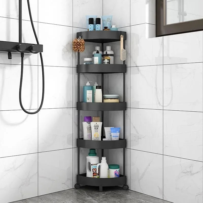 5 layer triangular cornerStorage Shelf, bathroom Storage Rack, 360 degree rotatable for bedrooms bathrooms kitchens living rooms