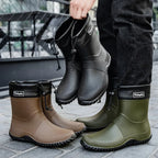 Men Rain Boots Fashion Mid-calf Rubber Boot Outdoor Waterproof Garden Work Shoe Non Slip Fishing Rubber Galoshes Men Rubberboots