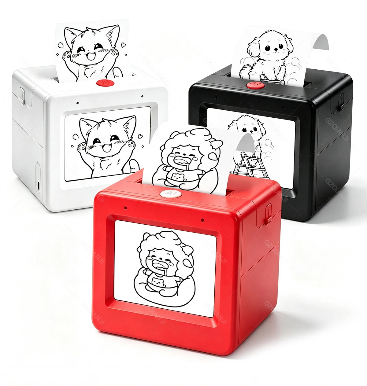 AI Voice Smart Thermal Printer! 58mm Mini Portable Bluetooth Photo Sticker Picture Print Device Fun Print with White Color Paper