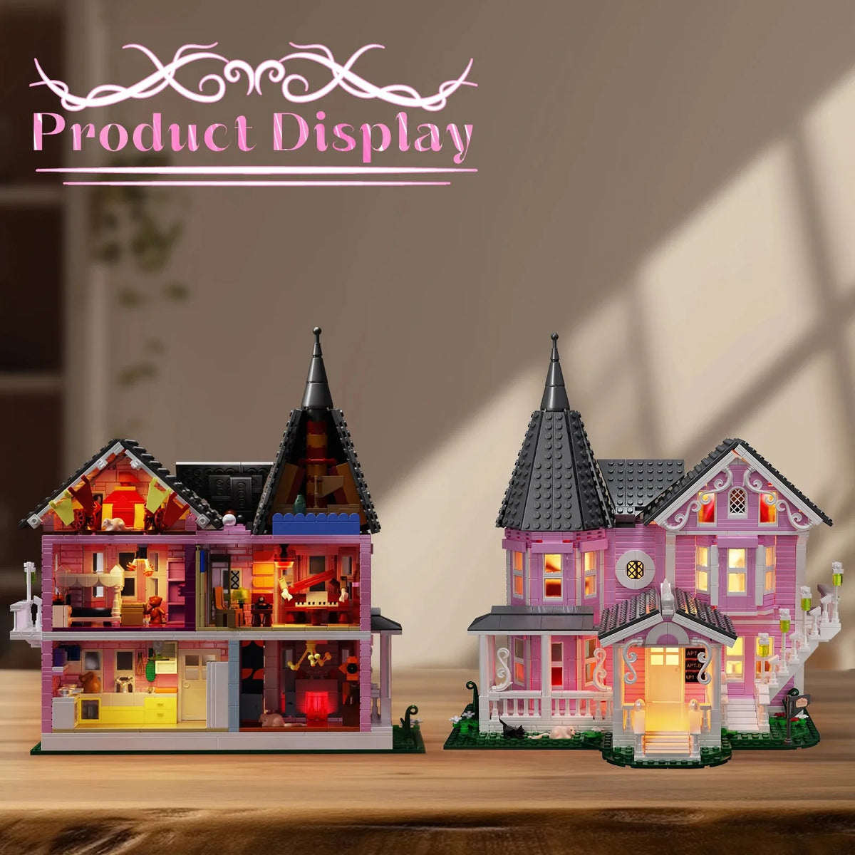 Coralines Building Block Set Pink Palace Model Apartment Ideas Movie Architecture Toy for Boys and Girls Halloween Gift 1349 Pcs