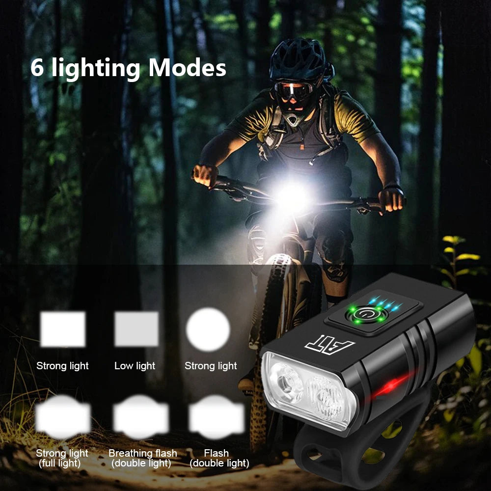 2 T6 Bicycle Front Light Type-C Charging Bicycle Headlight MTB Road Bike Headlamp for Night Riding Safety Cycling Accessories