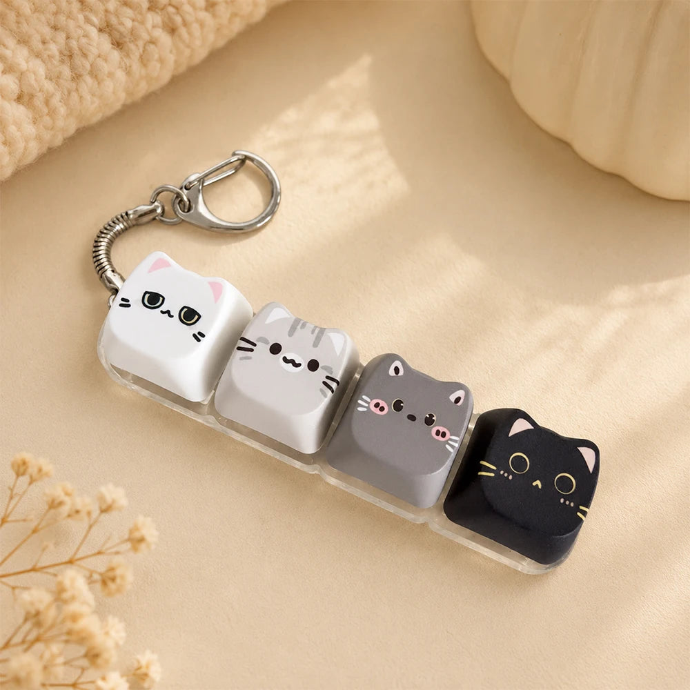 Cat Keyboard Fidget Keychain — 4 Keys