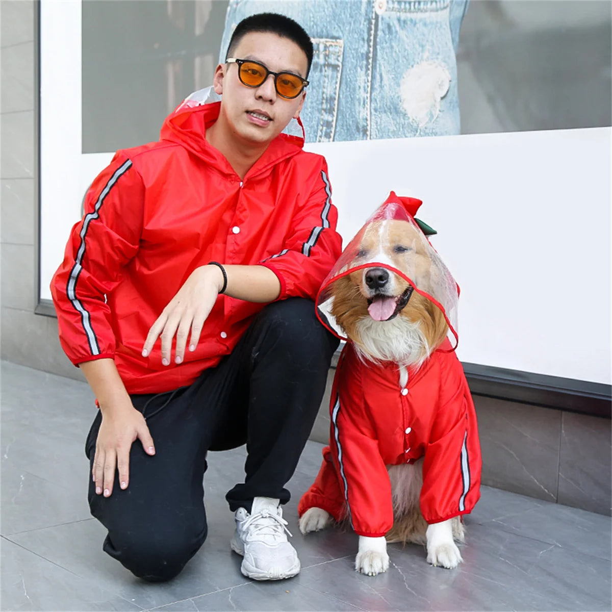 Reflective Hooded Waterproof Dog Raincoat