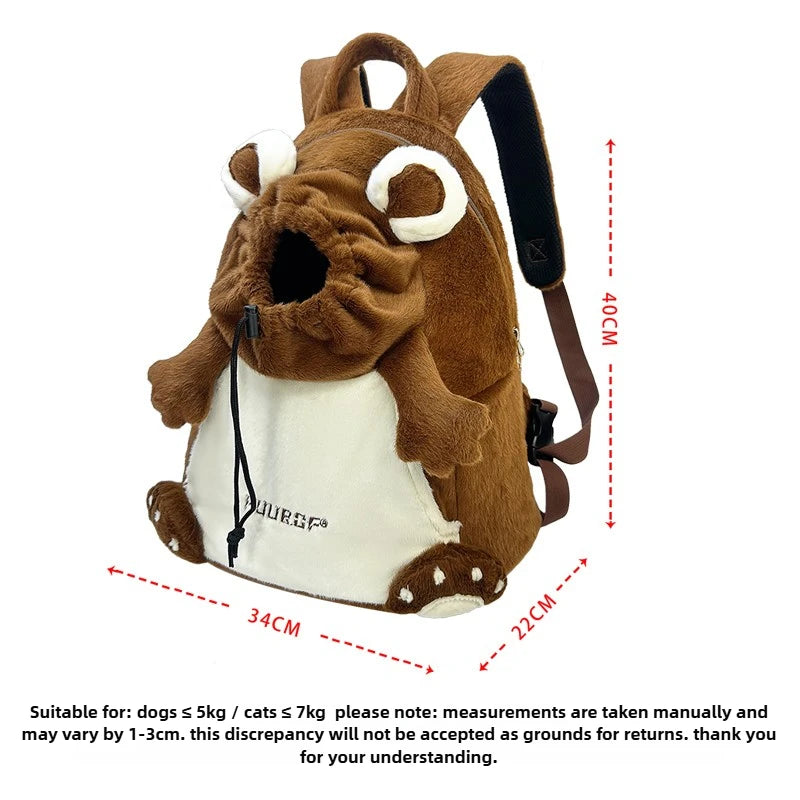 PUUROF Winter Cat Backpack, Pet Outdoor Backpack, Windproof and Warm Cat Front Bag, Outdoor Cycling Dog Bag, Dog Backpack