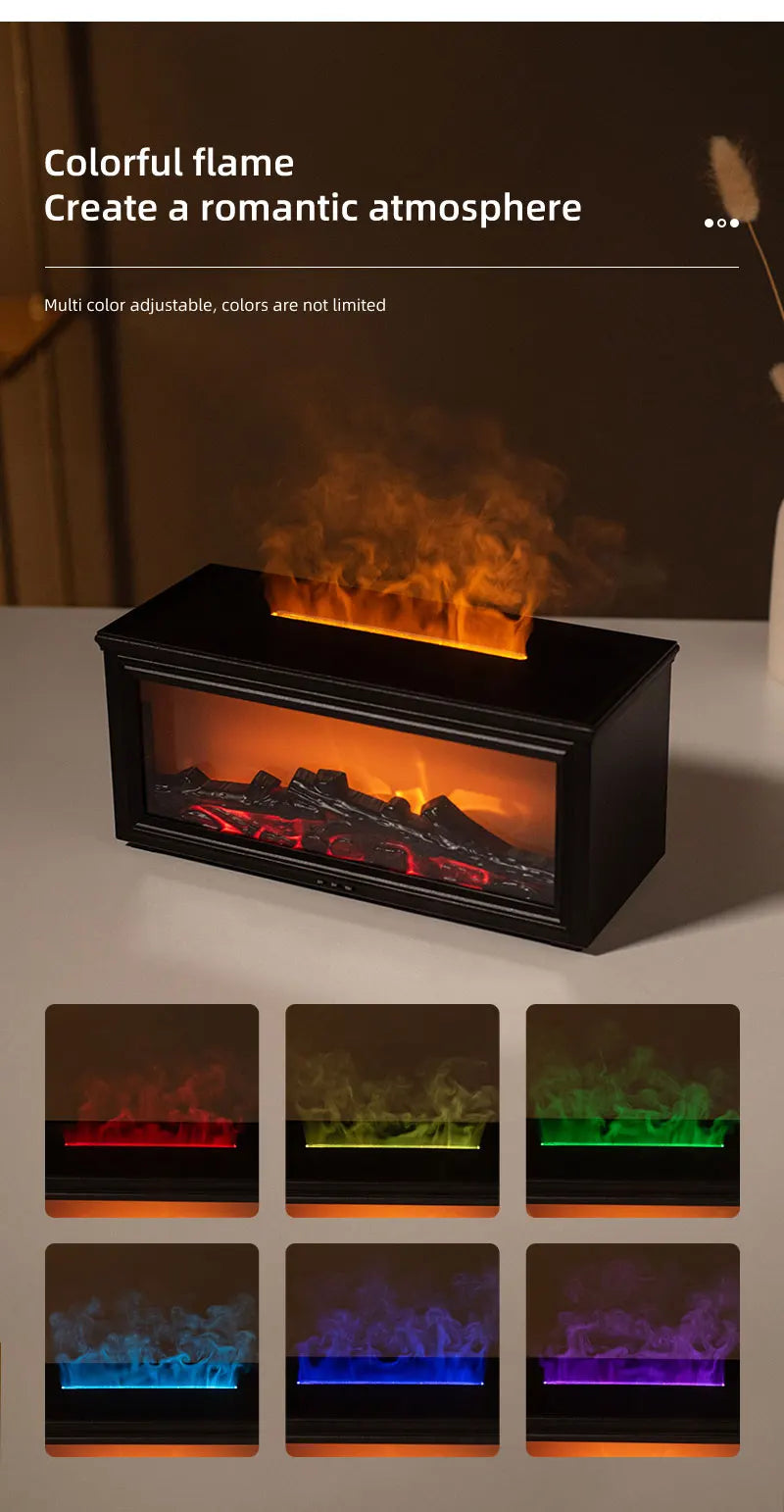 7 colors of essential oil fireplace diffuser mini flame aromatherapy fireplace humidifier aromatherapy oil diffuser AG-HY05
