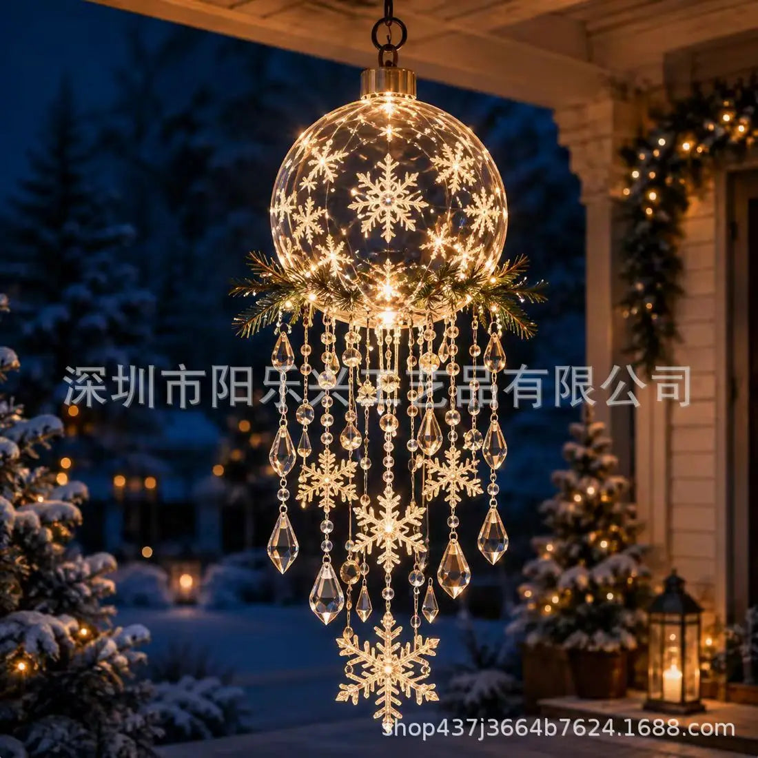 Glow Hanging Ornament Christmas Snowman Elk Ice Crystal Light Hanging Decoration