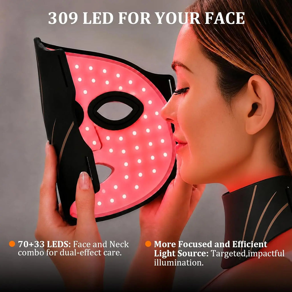 Flexible Silicone Face and Neck Mask 7 Colors High Energy Photon Masks Wireless LED Facial Mask Effortless Daily Skin Care