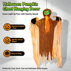 Light-Up Demon Pumpkin Scarecrow Hanging Halloween Decoration