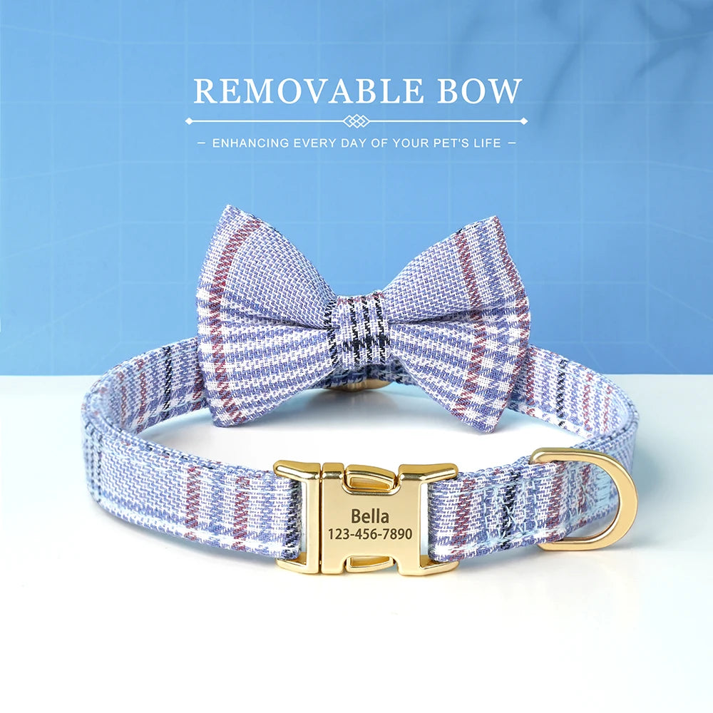 Personalised Bow Tie Pet Collar with Engraving