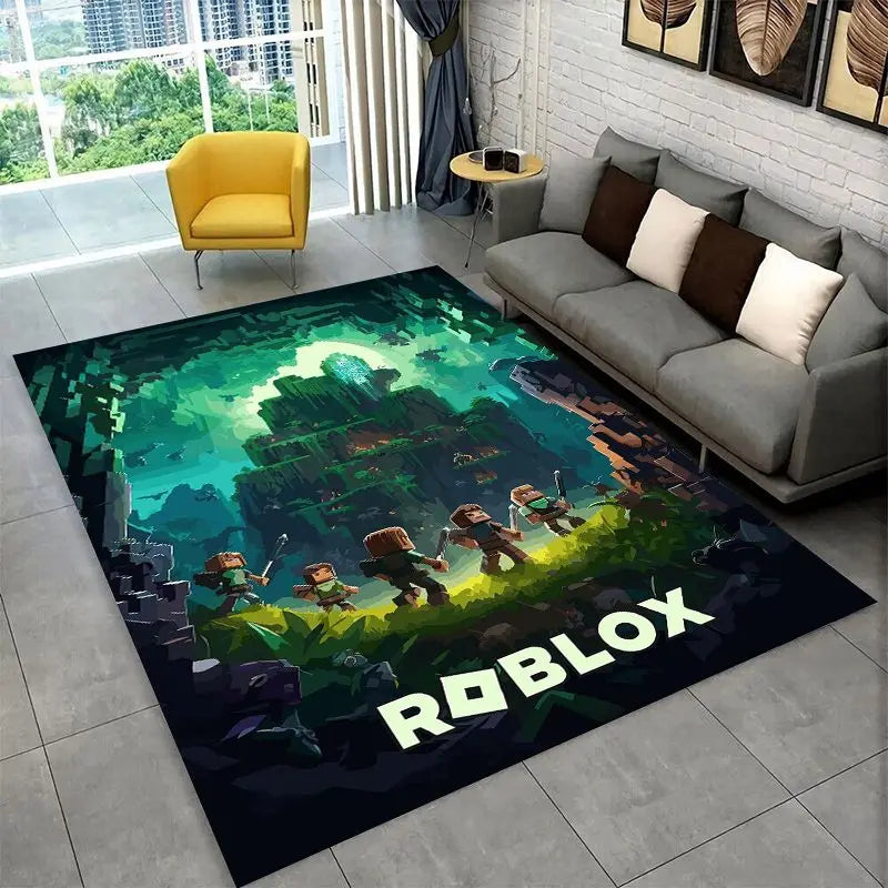 Cartoon R-Robloxs Game Gamer Carpet Rug for Playroom Bedroom Living Room Sofa Home Decor,kid Area Rug Non-slip Floor Mat