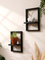 Black Wooden Floating Wall Shelf