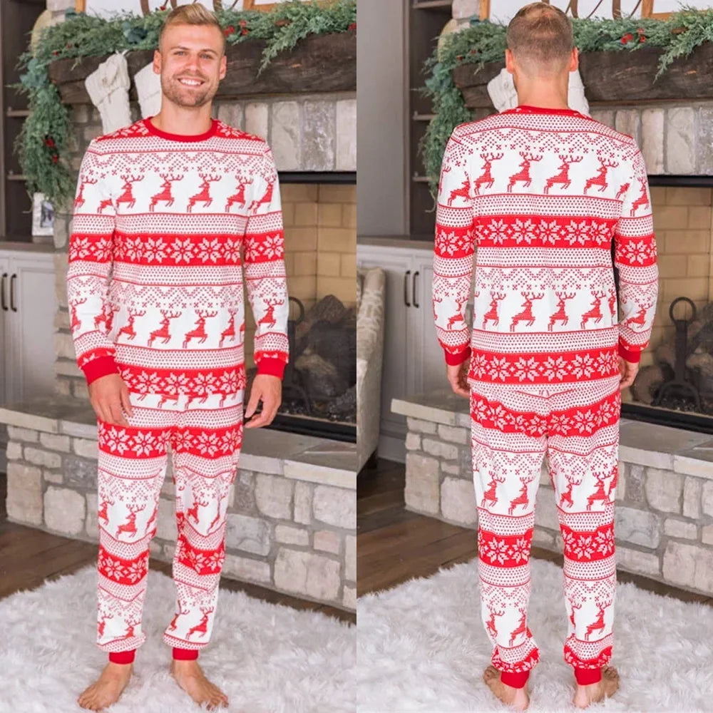 Merry Christmas Allover Print Pajamas Family Matching Outfits Mom Daughter Dad Son Clothing Sets Baby Romper Pjs Xmas Party Look