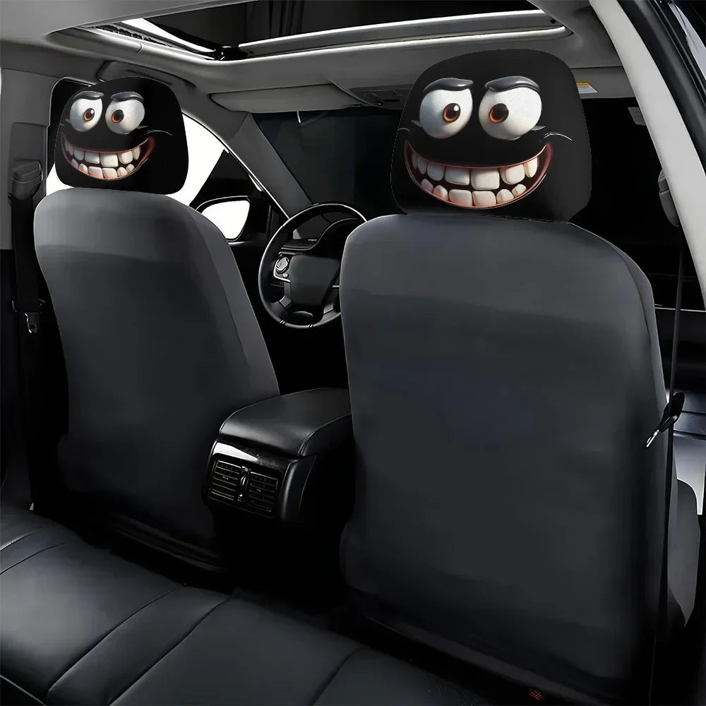 1/2pcs Funny Cartoon Eyes Car Headrest Covers Double-sided Universal Fit Car Headrest Covers for Auto Front Seat Rest Decoration