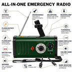Solar Hand Crank FM AM WB Radio Portable Emergency Flashlight Rechargeable