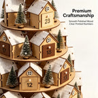 Wooden Christmas Advent Calendar 24, Days House Shape Countdown Ornament, Xmas Tree Decoration Gift For, Kids Home Party Decor