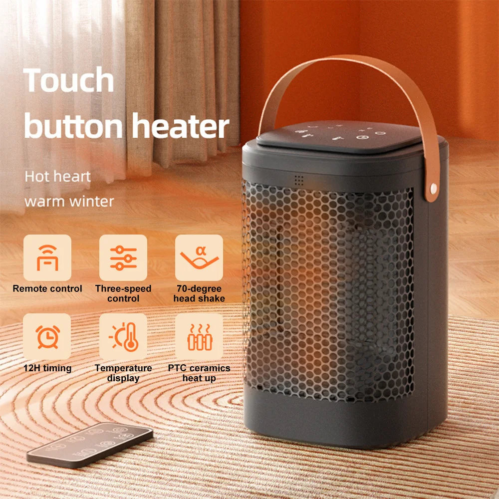 Portable Touch Screen Remote Control Cooling Heating Fan 1400W, 3 Wind Speeds 8H+ Timer Oscillating Space Heater for Home Bedroom Office