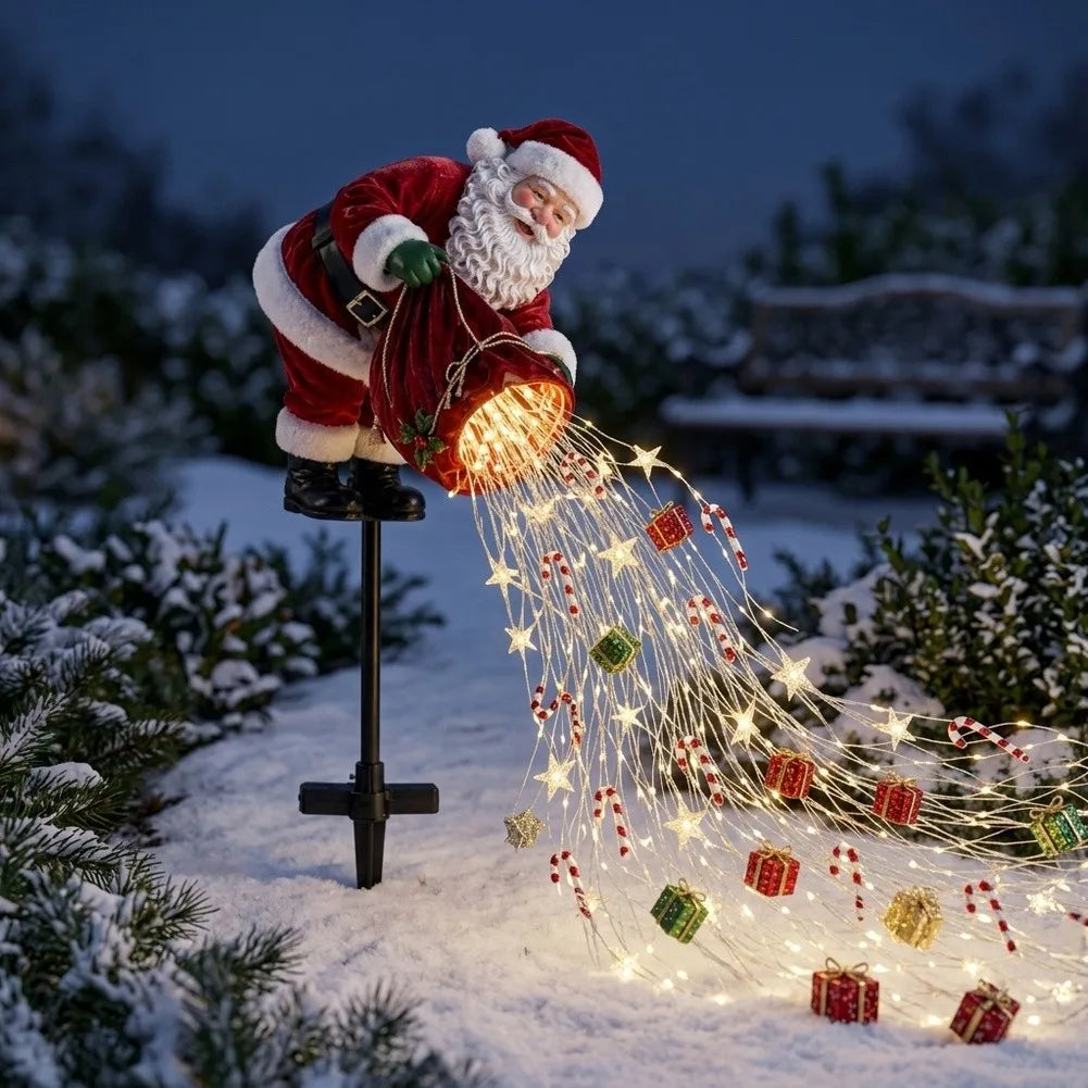 Santa LED Christmas Garden Lights, Flowing Light Effect Illuminated Decor, Waterproof Outdoor Ornament For Yard, Lawn, Pathway