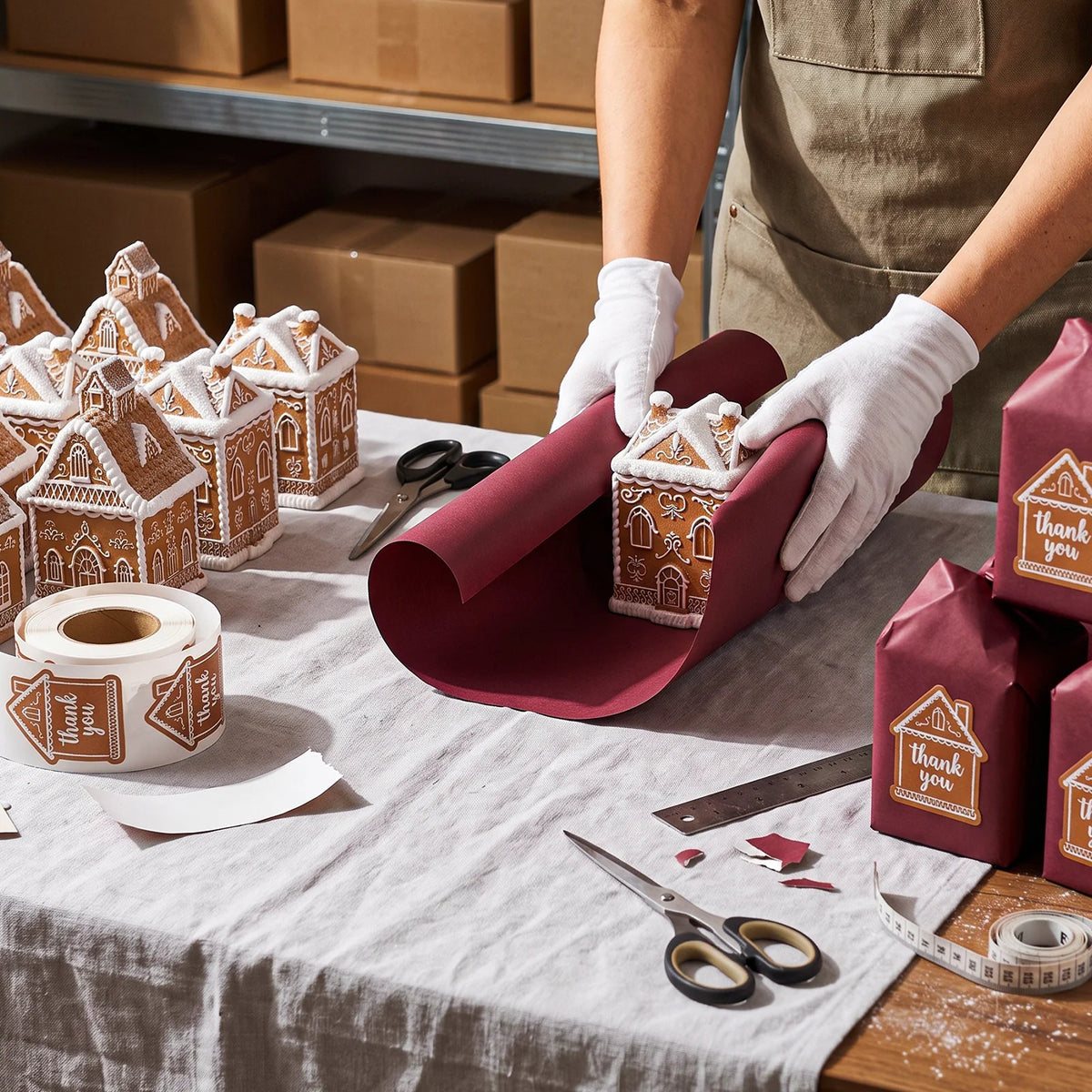 Cozy Gingerbread House Candle Jar with Lid Concrete Silicone Mold Collection Christmas Home Decoration