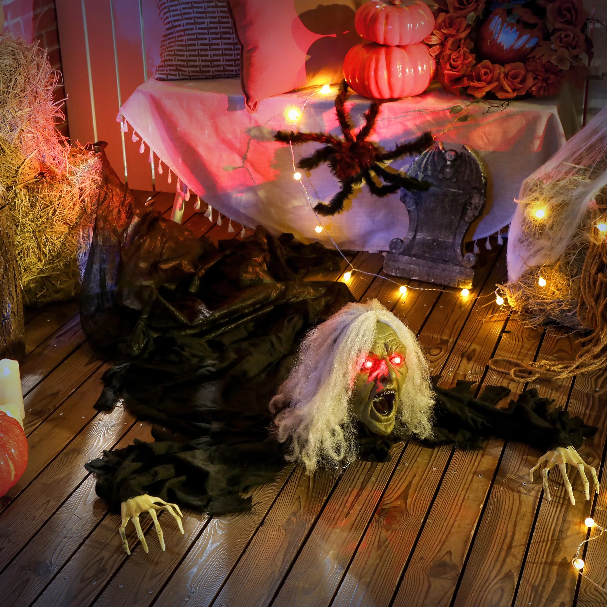 Outsunny Life-Size Crawling Zombie Halloween Decoration – 183cm