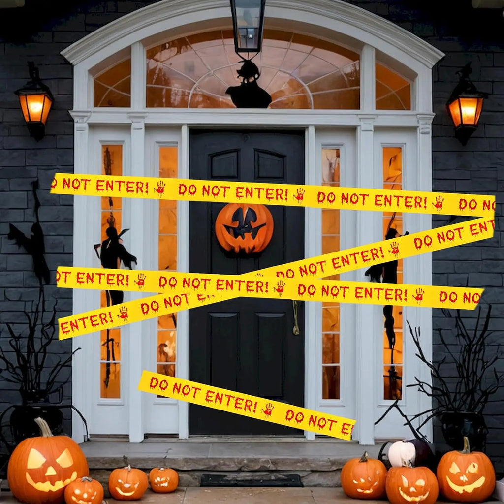 Warning Tapes Halloween Decoration Do Not Enter Roll for Door Windows Yards