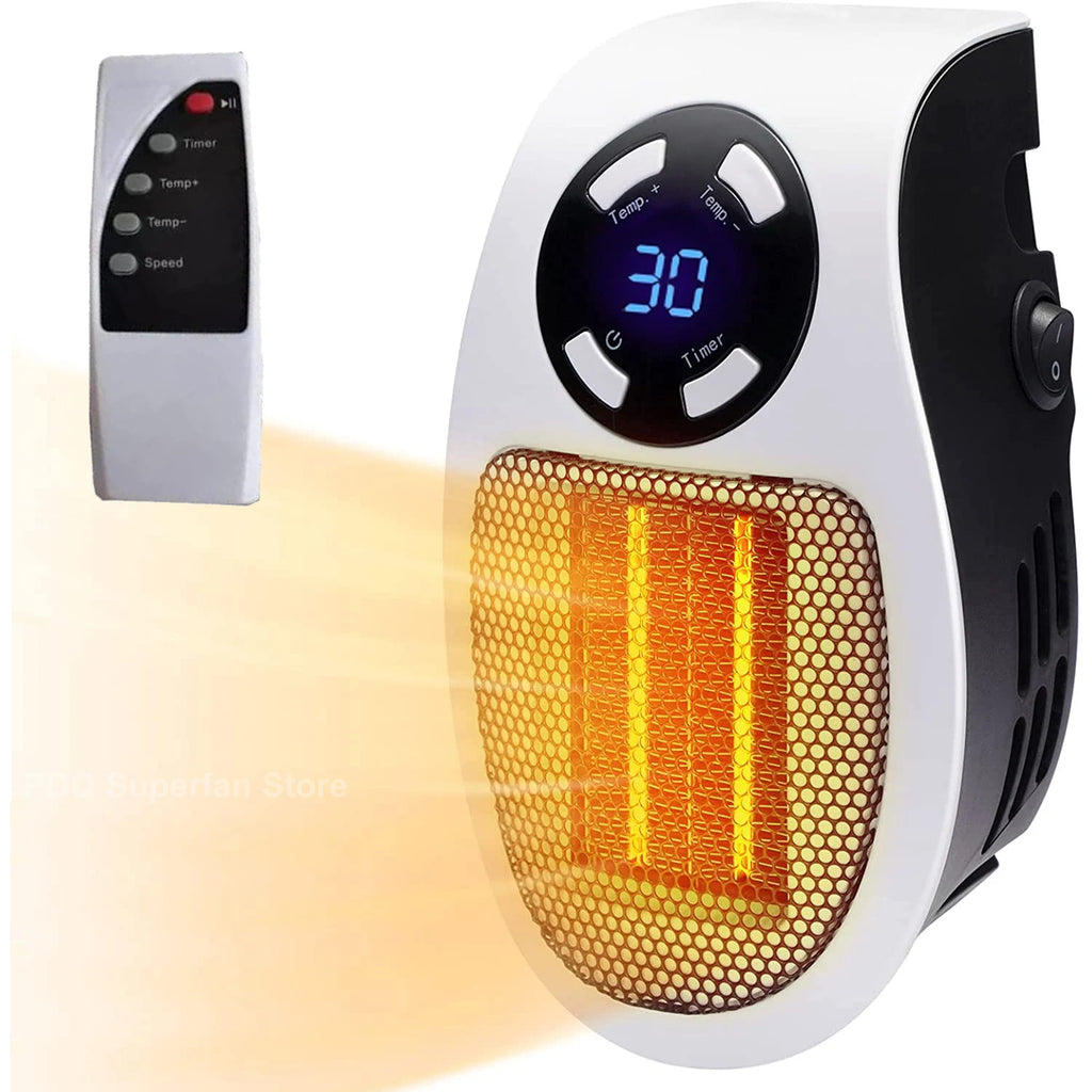 Plug In Electric Heater 500W Portable Room Heater Remote Control Mini Radiator Heating Stove Home Appliance Warmer