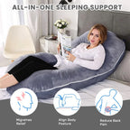Pregnancy Pillow,55 inches Maternity Body Pillow with Washable Cover, C Shaped Body Pillow for Sleeping (Grey)