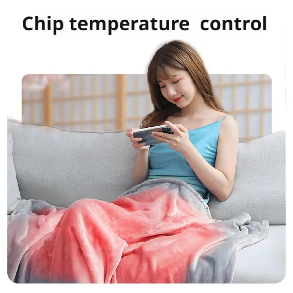 USB Heated Blanket With Storage Bag 160x85cm Coral Velvet Shawl Wearable Electric Blanket Winter Body Warmer for Home Office Car