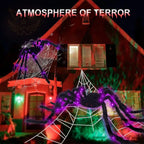 8 Modes Halloween Spider Web Lights Glow Waterproof Halloween Spider 5m web