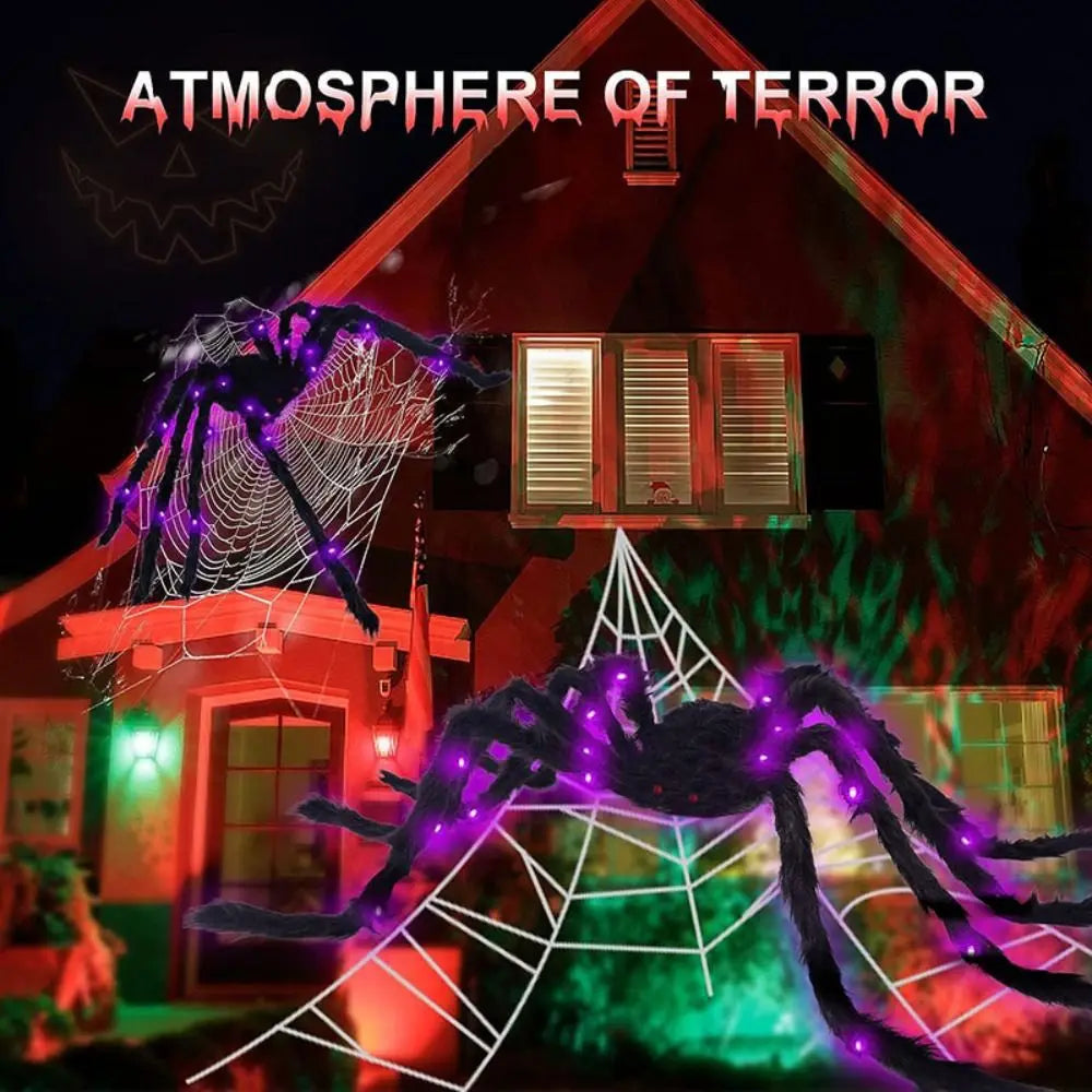 8 Modes Halloween Spider Web Lights Glow Waterproof Halloween Spider 5m web