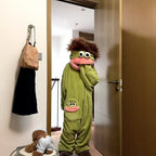 Adult Pajamas Funny Big Mouth Monster Matching Jumpsuit Fall Winter Couple Ready Thick Coral Fleece Loungewear for Men and Women