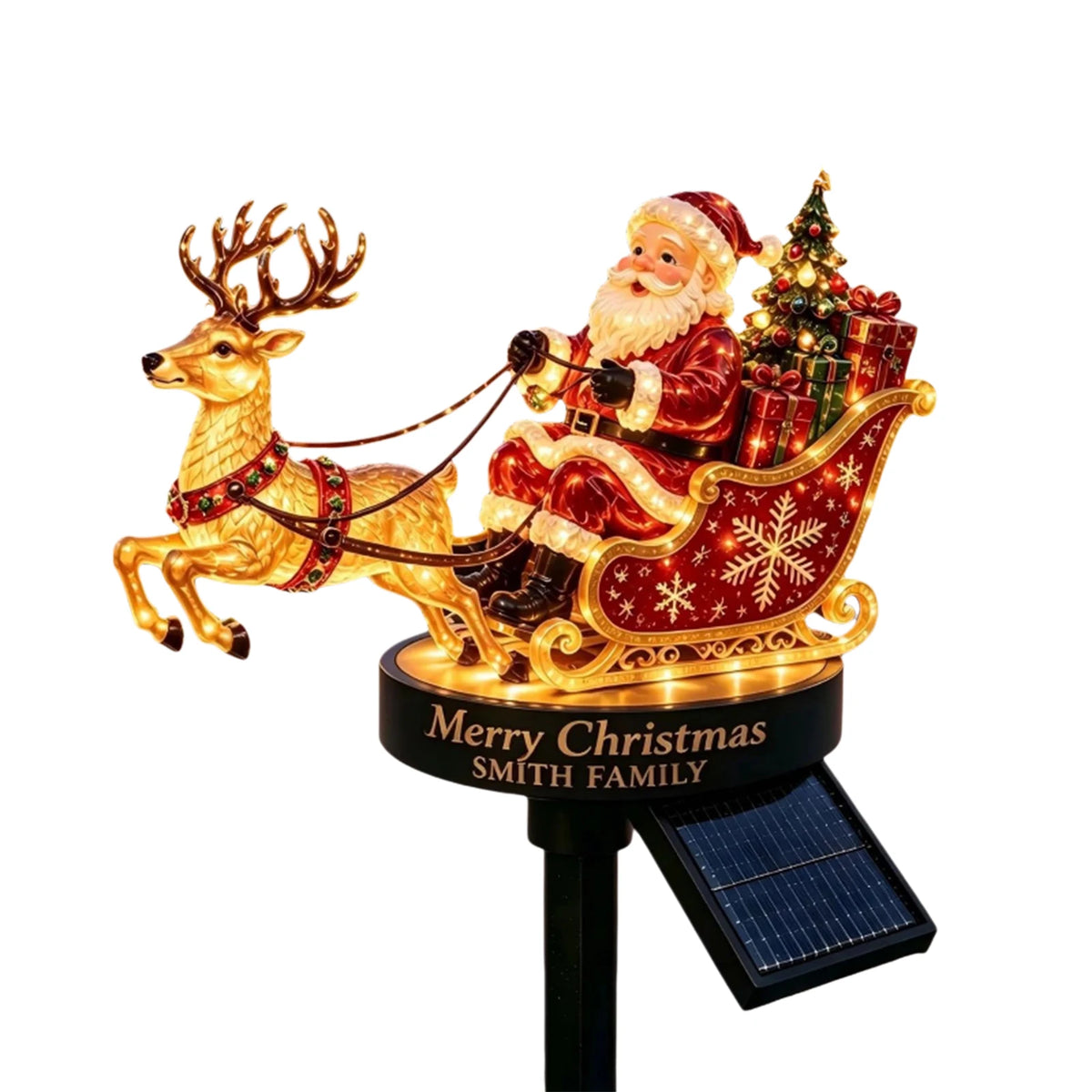 Solar Santa Claus Reindeer Sleigh Yard Stake Light Christmas Outdoor Garden Stake Light Ornament Festive Holiday Decoration