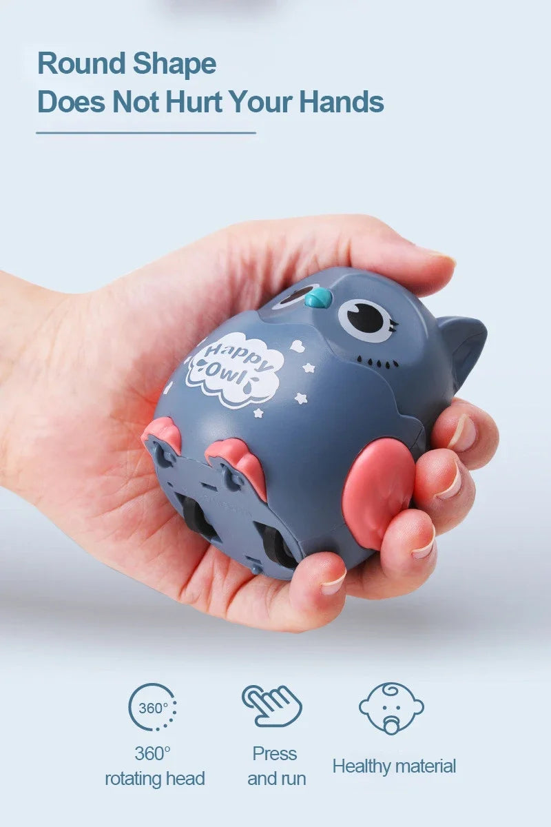 Classic Wind Up Interactive Owl Shaped Press Mechanical Sliding Toys for Boys Girls Birthday Xmas Gift